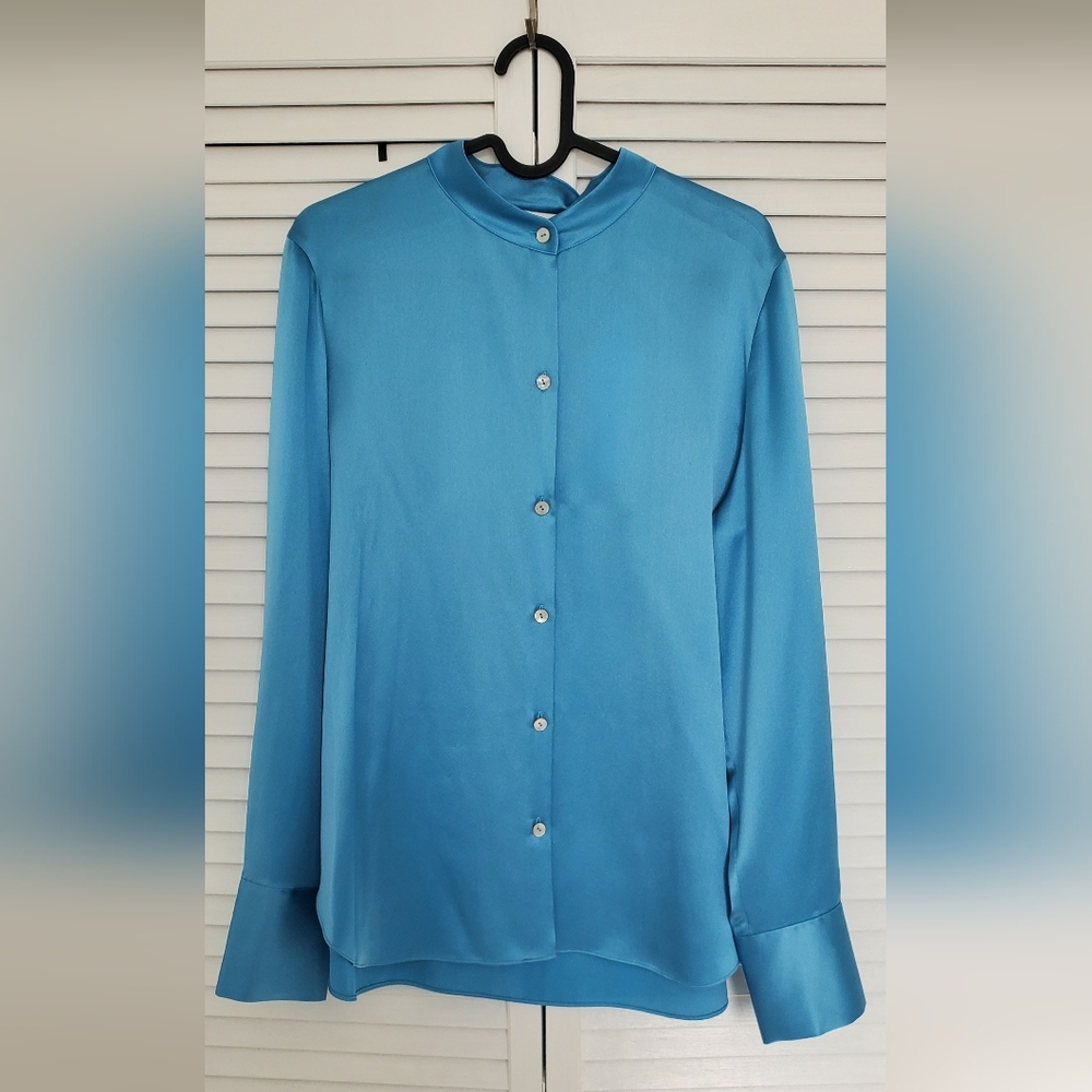 Vince Blue Button-Up Blouse